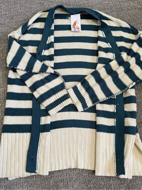 NWT PRETTYGARDEN Oversized Striped Cardigan Knit Sweater XL